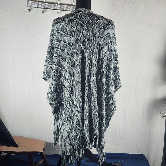 Collection Eighteen Colors of Gray Knit Open Weave Fringe Wrap or Shawl OSF Most - Picture 12 of 16